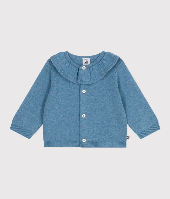 Baby-Cardigan mit Kragen aus einfarbigem Woll- und Baumwollstrick ADRIATIC