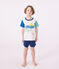 Kinder-Kurzpyjama aus Baumwolle weiss MARSHMALLOW/weiss MULTICO