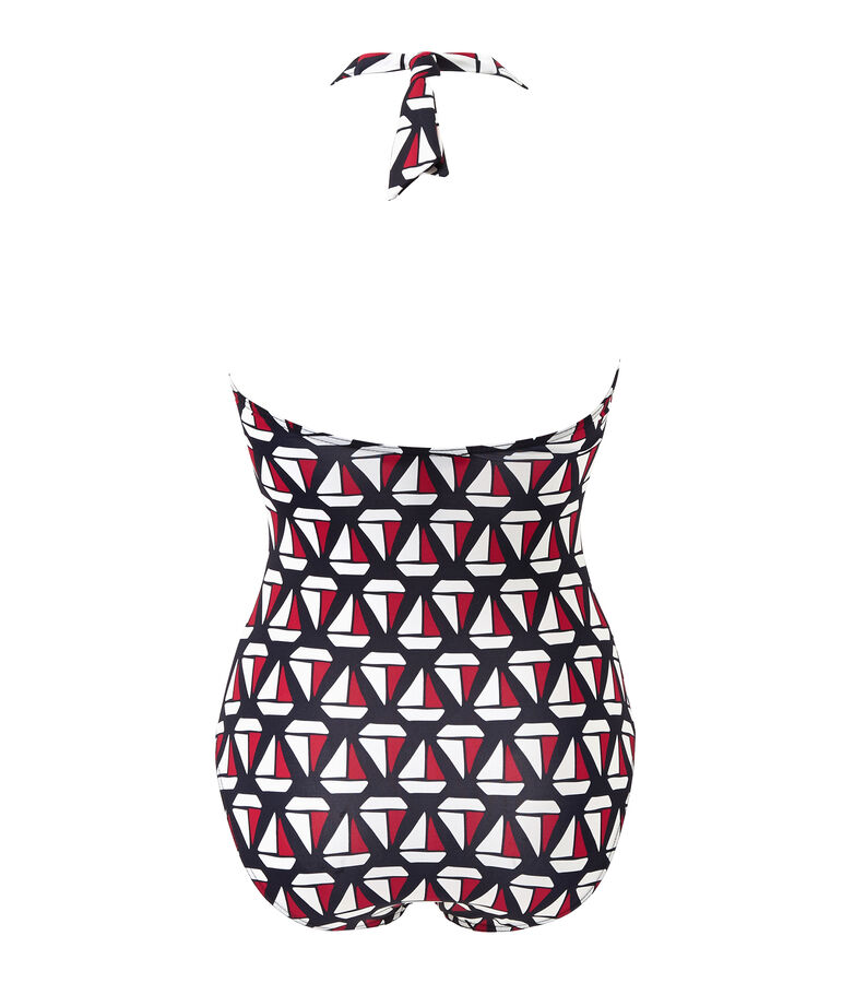 Bedruckter Damen-Badeanzug blau SMOKING/weiss MULTICO