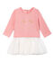 Langärmeliges Babykleid aus Materialmix für Mädchen rosa CHARME/weiss MULTICO