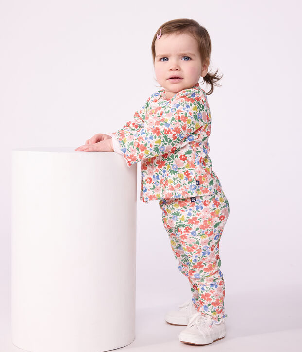 Baby-Cardigan aus Baumwolle mit Blumenmuster weiss/vielfarbig