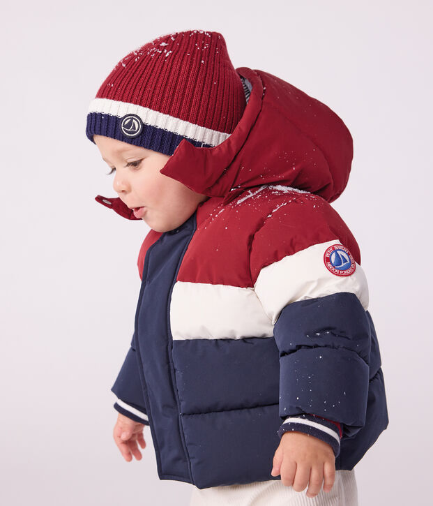 Leichte Baby-Winterjacke einfarbig im Colorblock blau/vielfarbig