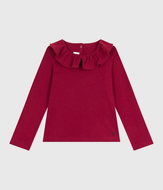 Langärmeliges Kinder-T-Shirt aus einfarbiger Baumwolle AMARANTE