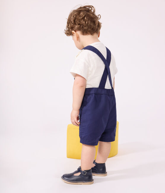 Kurze Baby-Latzhose aus Serge blau MEDIEVAL