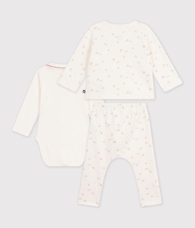 Baby-Set aus Baumwolle mit Kragen und Blumenmuster naturfarben/vielfarbig
