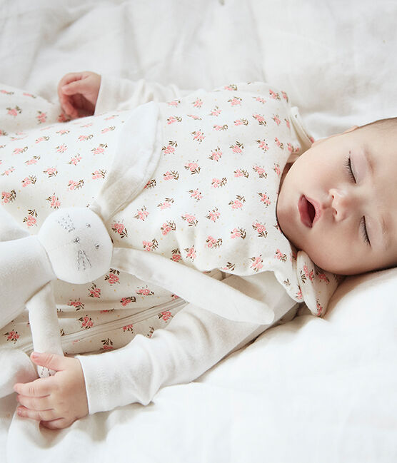 Babyschlafsack aus Velours weiss MARSHMALLOW/weiss MULTICO