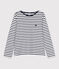 Langärmeliges Damen-Streifenshirt "Marinière" aus Baumwolle weiss MARSHMALLOW/blau SMOKING