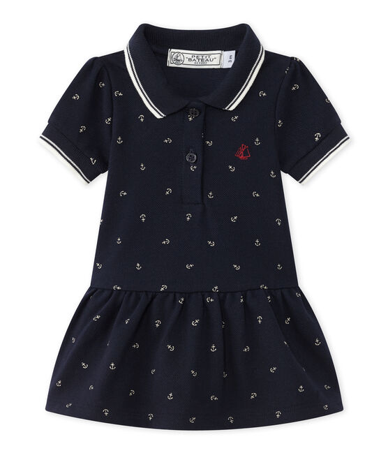 Baby Mädchen Kleid blau SMOKING/weiss FETA