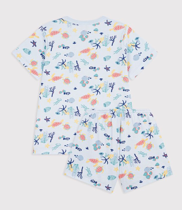 Kinder-Kurzpyjama aus Baumwolle mit leuchtendem Muster blau/vielfarbig