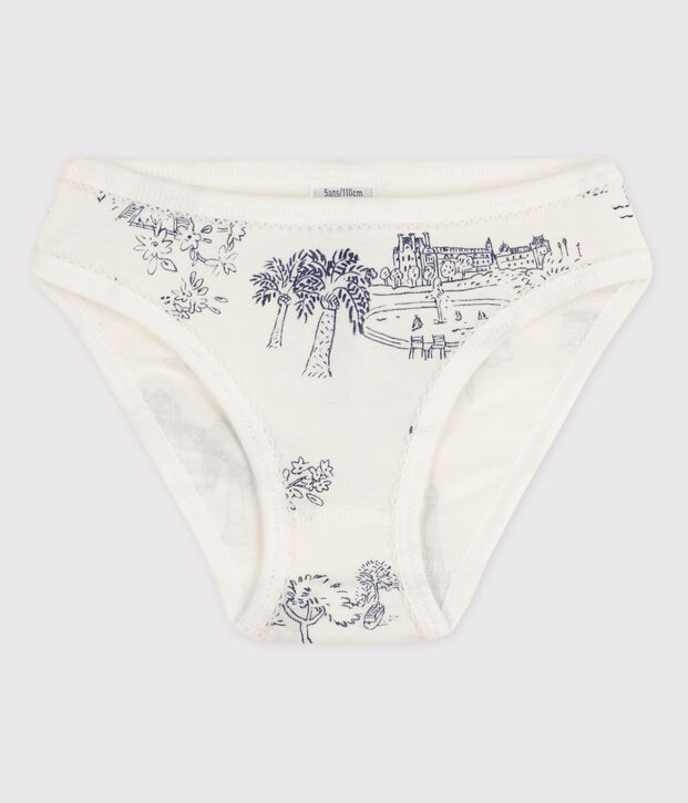 3er-Set Slips aus Bio-Baumwolle mit Herzmotiv f&uuml;r M&auml;dchen weiss/blau