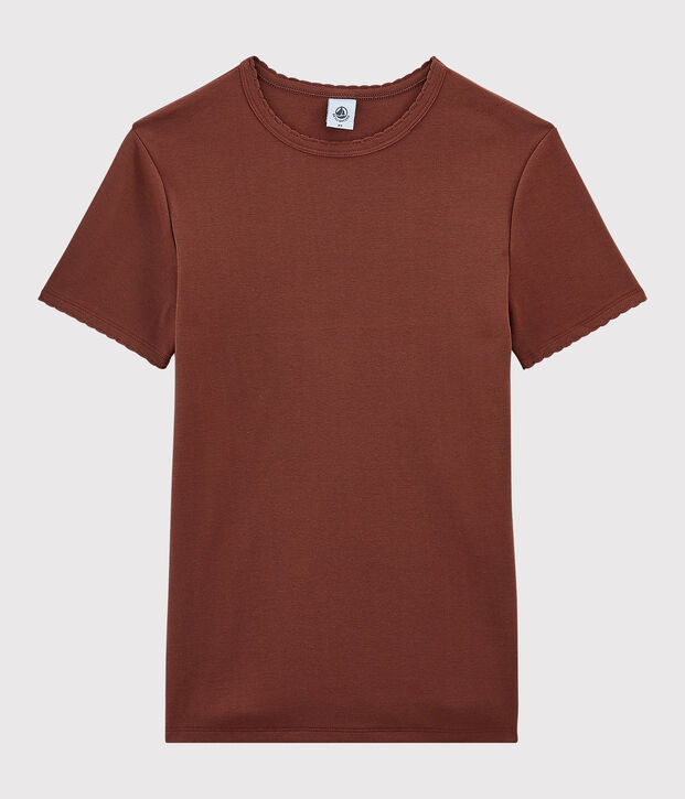 Klassisches Damen-T-Shirt aus Baumwolle mit Rundhalsausschnitt orange