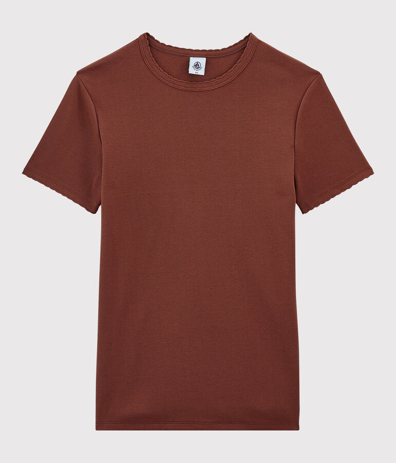 Klassisches Damen-T-Shirt aus Baumwolle mit Rundhalsausschnitt orange