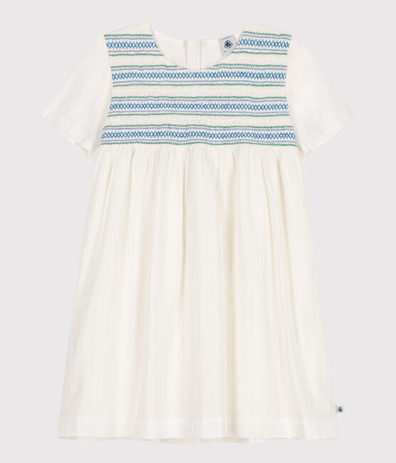 Kurzärmeliges Kinder-Kleid aus Baumwolle  weiss ECUME