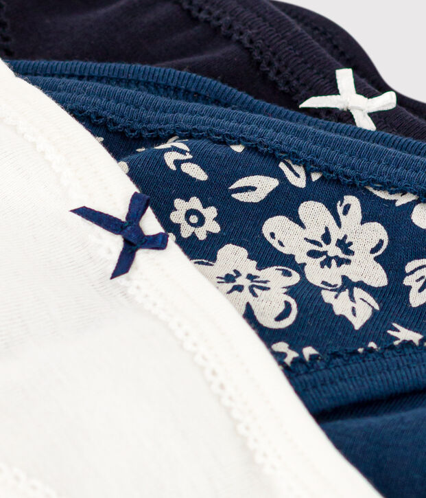 3er-Set Slips aus Baumwolle und Elastan mit Blumenmuster f&uuml;r M&auml;dchen vielfarbig