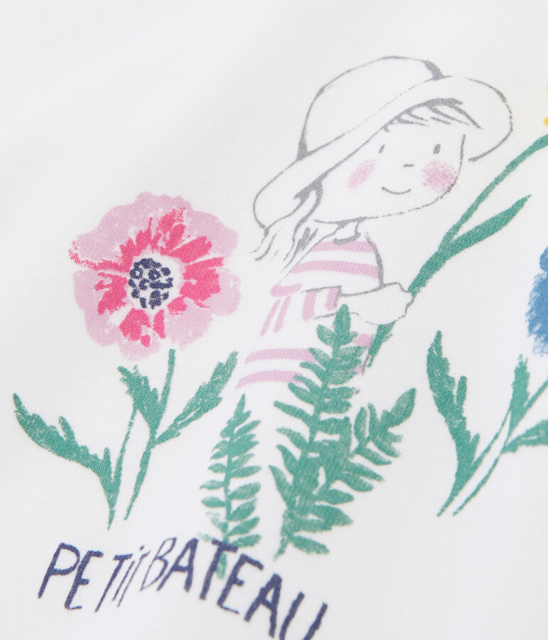 Einfarbiges Baby-T-Shirt f&uuml;r M&auml;dchen weiss/vielfarbig