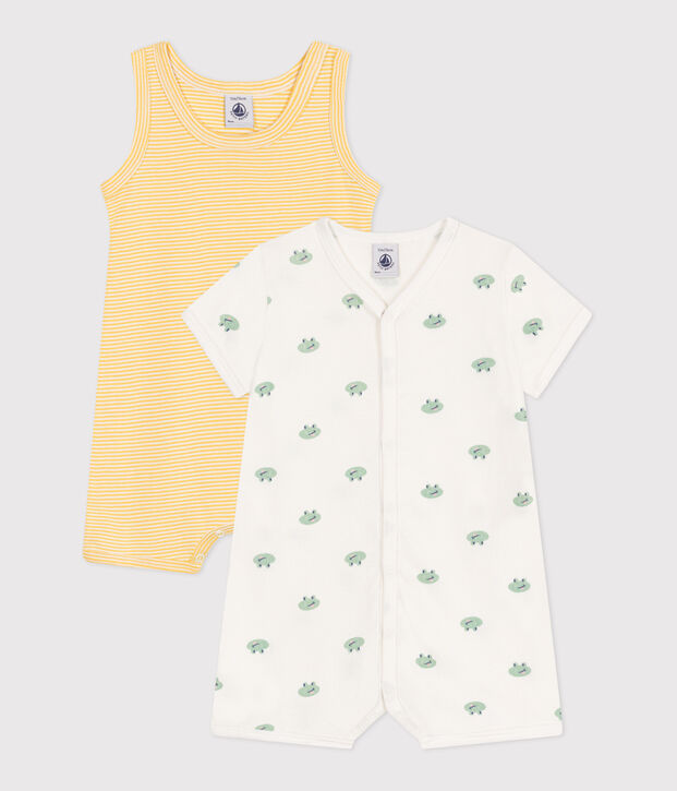 2er-Set Baby-Kurzoverall aus Baumwolle vielfarbig