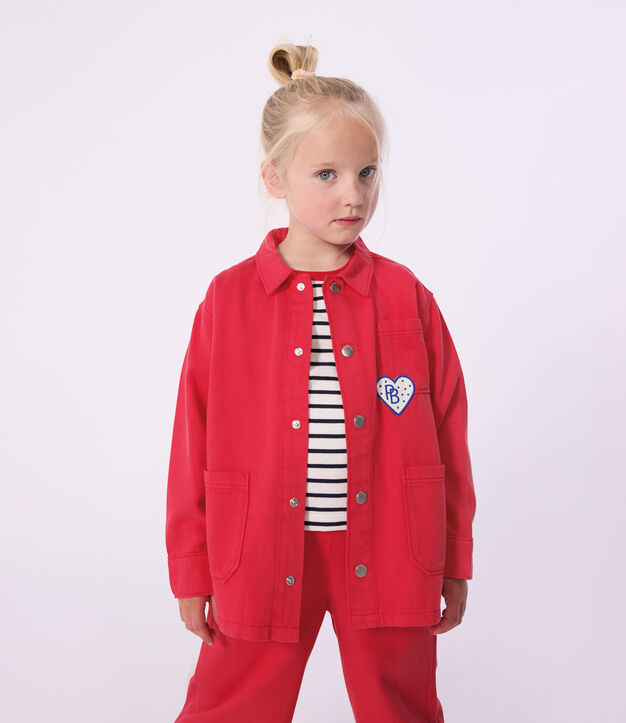 Kinder-Jacke aus einfarbiger Baumwolle rot