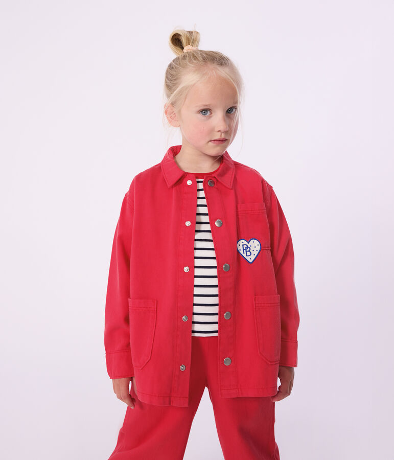 Kinder-Jacke aus einfarbiger Baumwolle rot