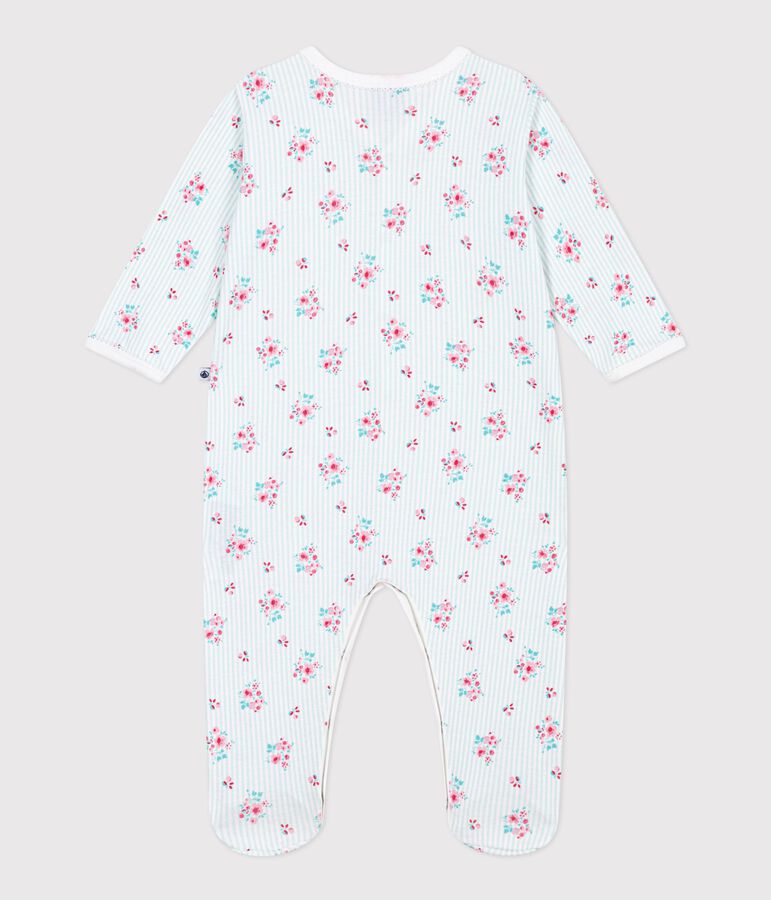 Strampler aus Baumwolle mit Blumenmotiv weiss/vielfarbig