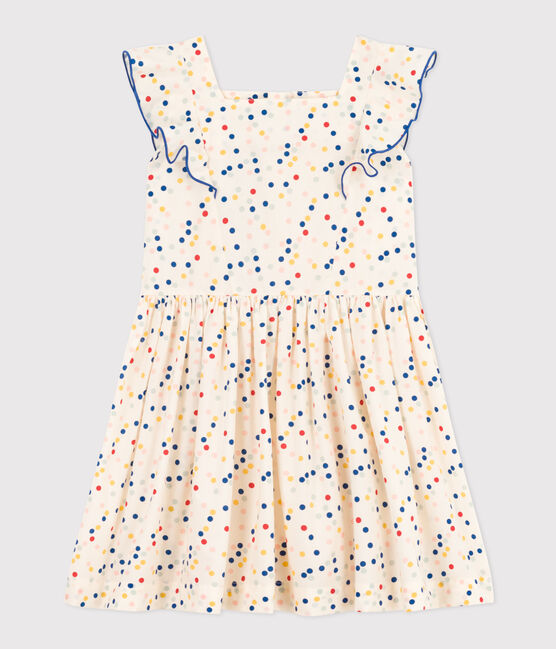 Ärmelloses Kinder-kleid aus Popeline mit Punkten weiss MARSHMALLOW/weiss MULTICO