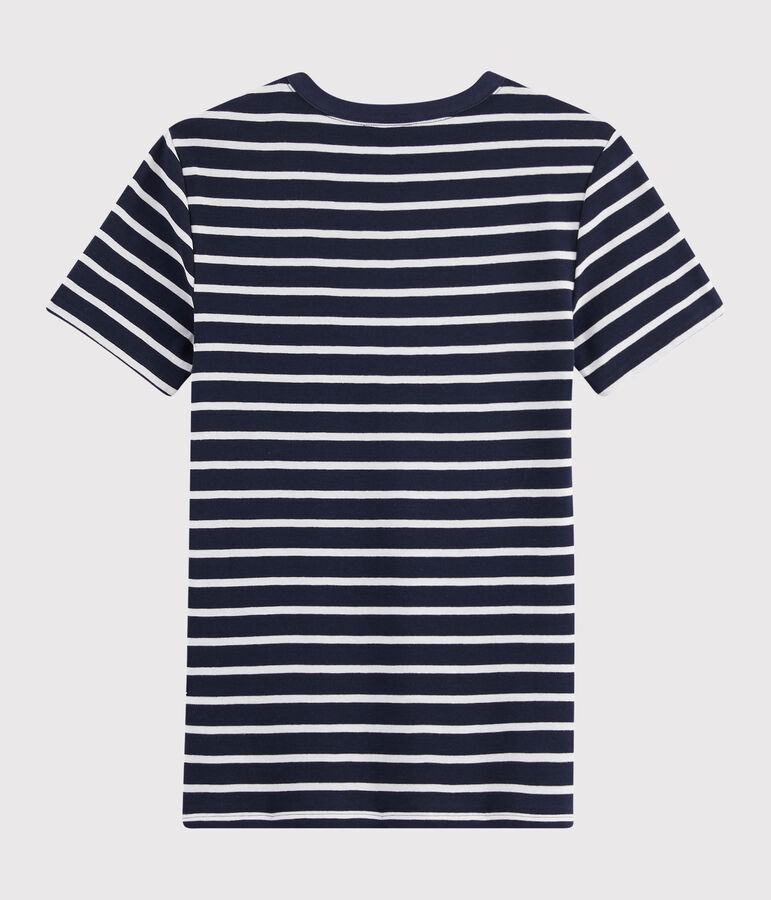 Damen-T-Shirt mit Rundhalsausschnitt blau/weiss