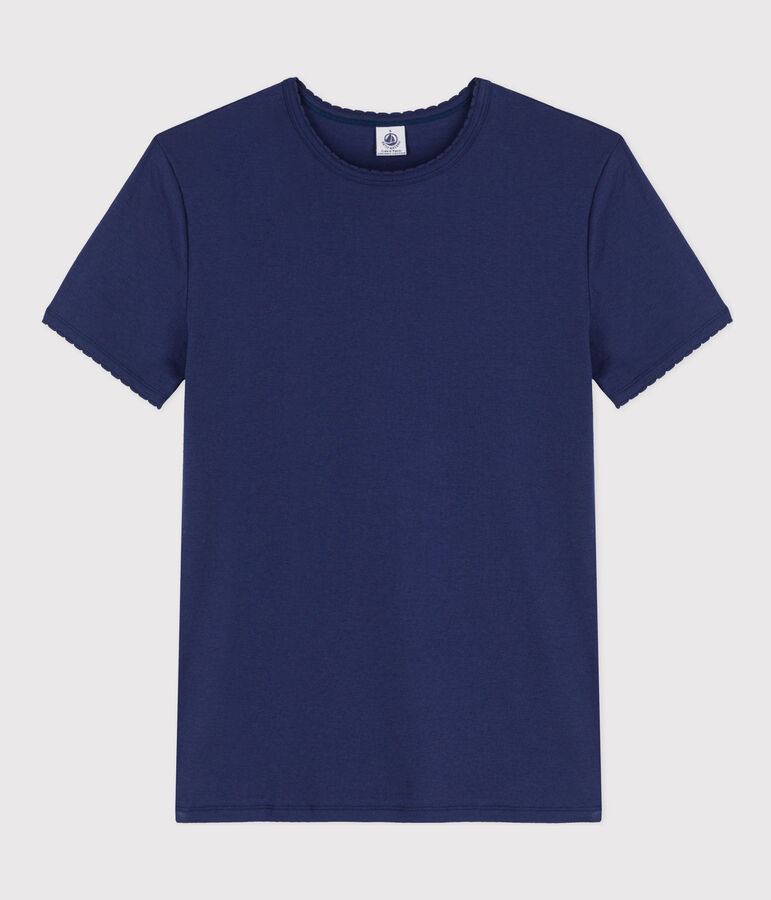 Damen-T-Shirt L&rsquo;ICONIQUE aus Baumwolle mit M&auml;usez&auml;hnchen blau
