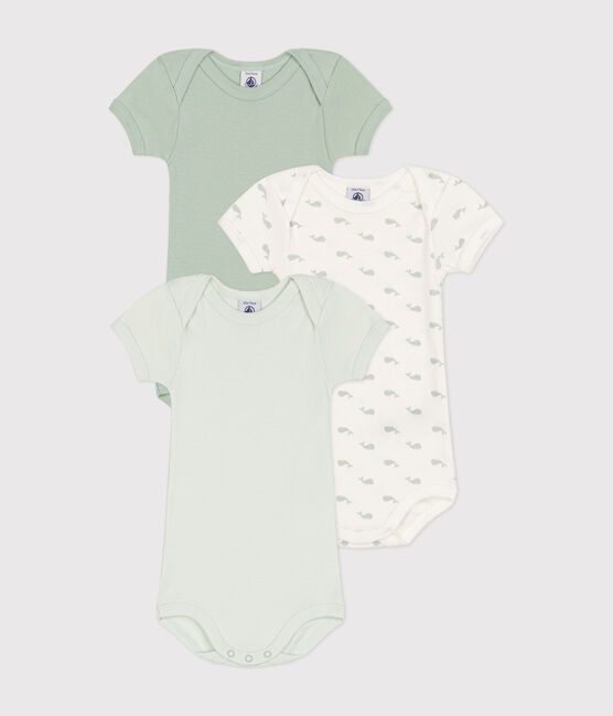 3er-Set kurzärmelige Bodys aus Baumwolle mit kleinen Walen für Babys variante 1