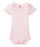 Bedruckter Baby-Mädchen-Kurzarmbody rosa VIENNE/weiss MULTICO