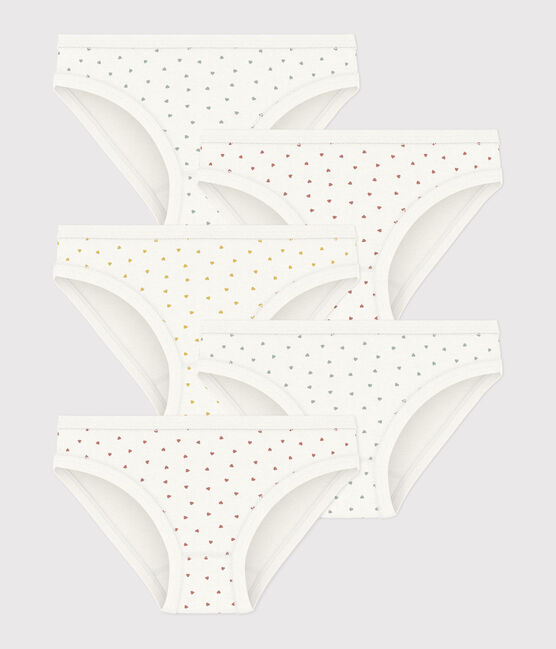 5er-Set-Slips aus Baumwolle für Mädchen mit Herzen variante 1
