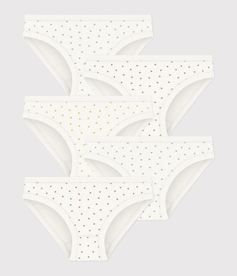 5er-Set-Slips aus Baumwolle f&uuml;r M&auml;dchen mit Herzen vielfarbig