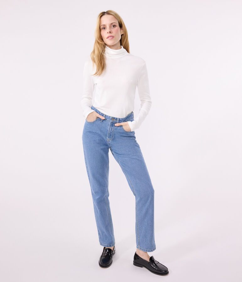 Damen-Rollkragenshirt L'Iconique aus Baumwolle weiss