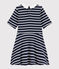 Kurzärmeliges Kinder-Kleid aus Baumwolle für Mädchen blau SMOKING/weiss MARSHMALLOW