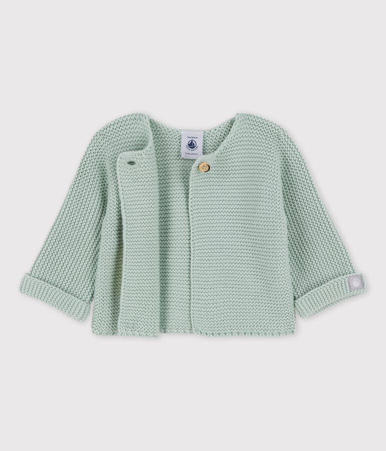 Baby-Cardigan aus Bio-Baumwollstrick gr&uuml;n