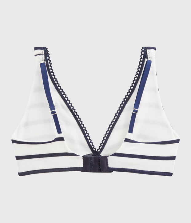 Gestreifter Damen-BH weiss/blau