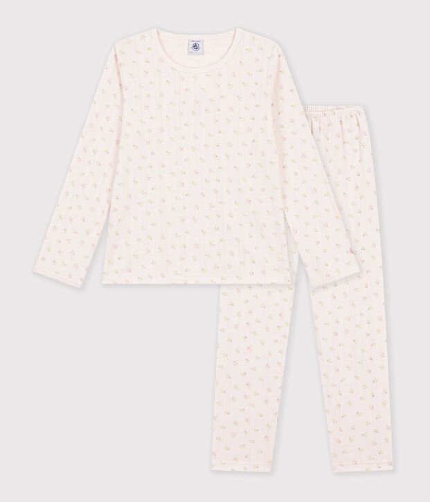 Pyjama femme en coton ajour&eacute; beige/rosa/vielfarbig