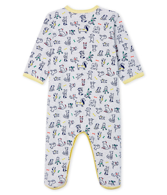 Baby-Strampler aus Rippstrick für Jungen grau POUSSIERE/weiss MULTICO