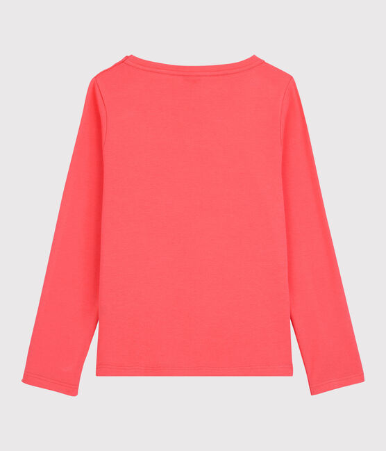 Langärmeliges Kinder-T-Shirt aus Baumwolle für Mädchen orange PEACHY