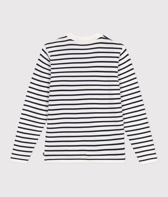 Damen-Marinepullover aus Baumwolle mit Streifen weiss MARSHMALLOW/blau SMOKING