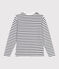 Damen-Marinepullover aus Baumwolle mit Streifen weiss MARSHMALLOW/blau SMOKING