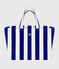 GESTREIFTE BOUCLETTE-FROTTEE-TASCHE FÜR DAMEN  blau SURF/weiss MARSHMALLOW