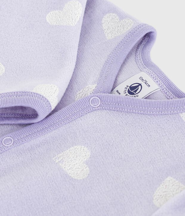 Strampler aus Nicki mit Herzmotiv violett/weiss