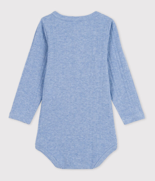 Lang&auml;rmeliger Baby-Body aus Baumwolle mit Tunikaausschnitt blau