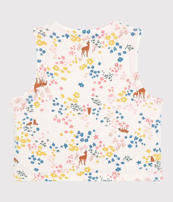 Wendbare gefütterte Baby-Weste aus Bio-Baumwolle für Mädchen weiss MARSHMALLOW/weiss MULTICO