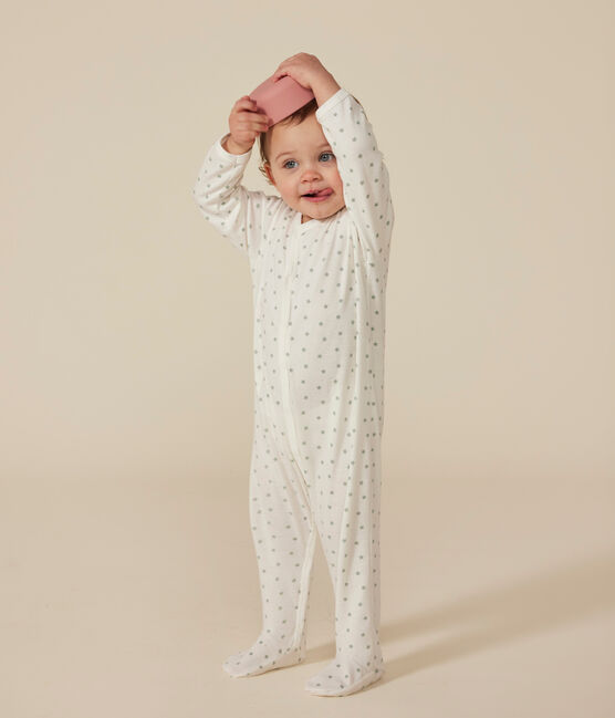 Baby-Strampler aus Baumwolle mit kleinem Stern weiss MARSHMALLOW/ HERBIER
