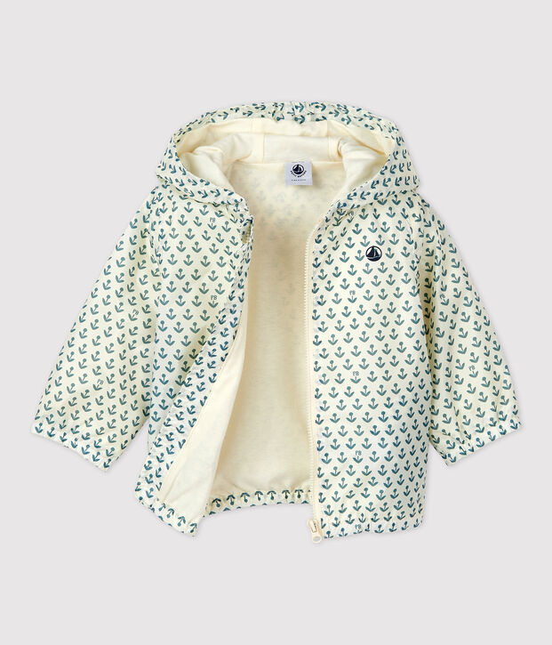 Baby-Windjacke aus recyceltem Polyester naturfarben/gr&uuml;n