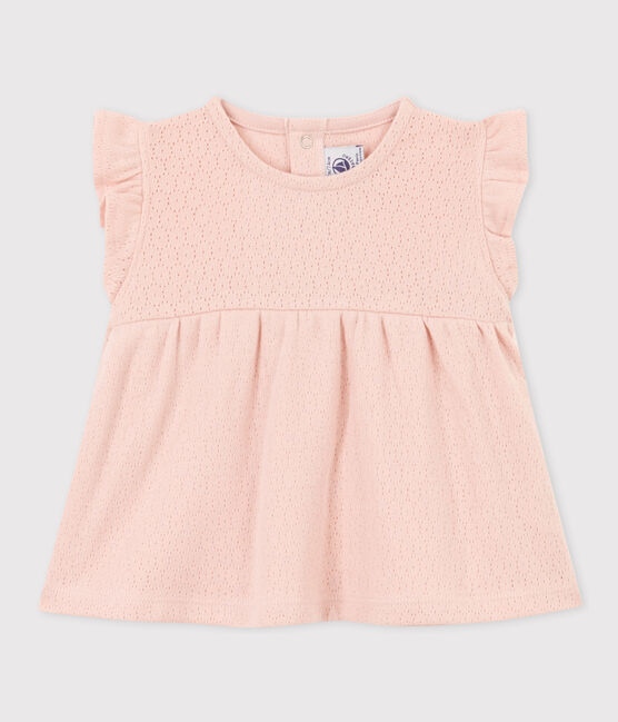 Ärmellose Baby-Bluse aus Ajour-Strick rosa SALINE