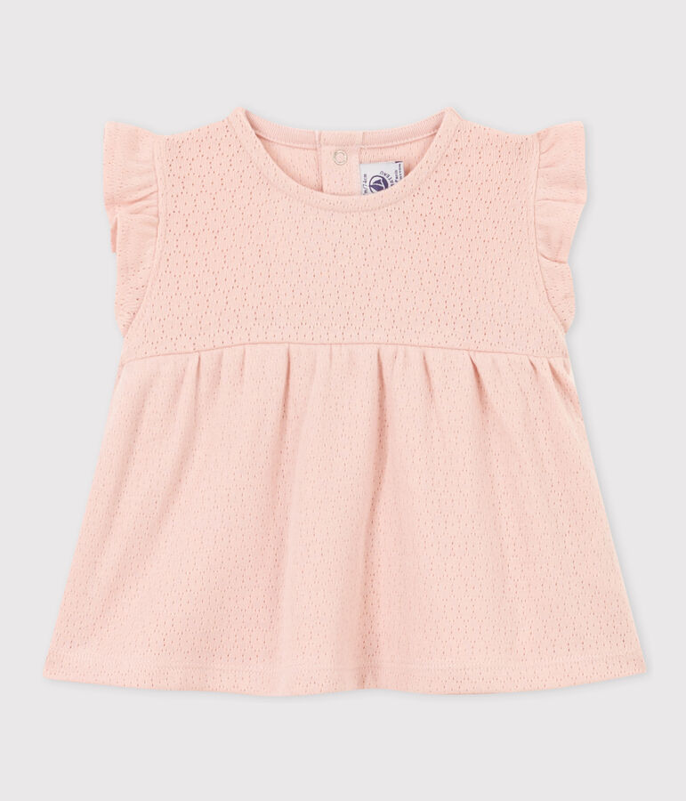 &Auml;rmellose Baby-Bluse aus Ajour-Strick rosa SALINE