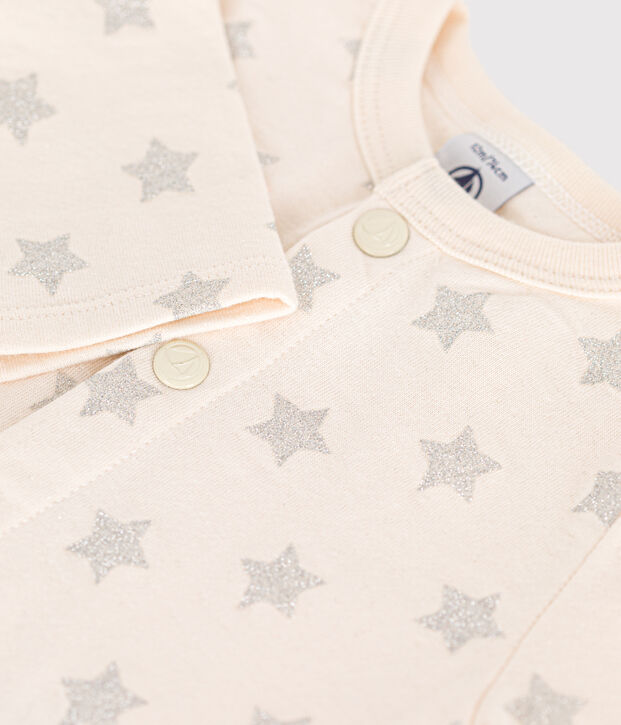 Baby-Cardigan aus Doppeljersey mit Sternenprint naturfarben/grau