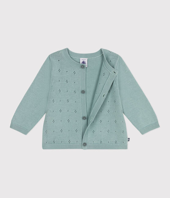 Baby-Cardigan aus Baumwolle mit Zierstrick grün PAUL