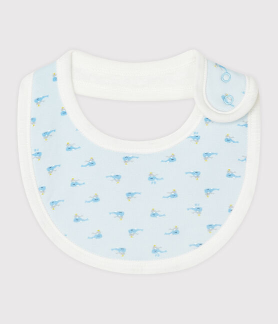 Baby-Lätzchen aus Rippstrick blau FRAICHEUR/weiss MULTICO